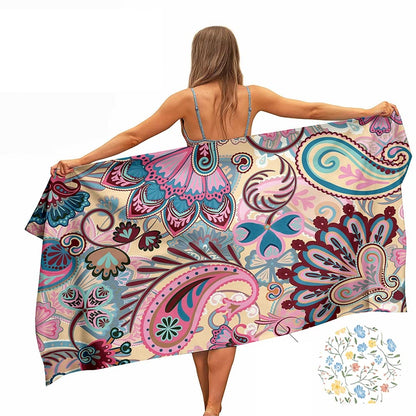 Ulticool Microfibre Towel – Cashmere Flowers – 160 x 80 cm – Lightweight Travel Towel Quick Drying Bath Towel Beach Towel Sauna Towel Microfibre