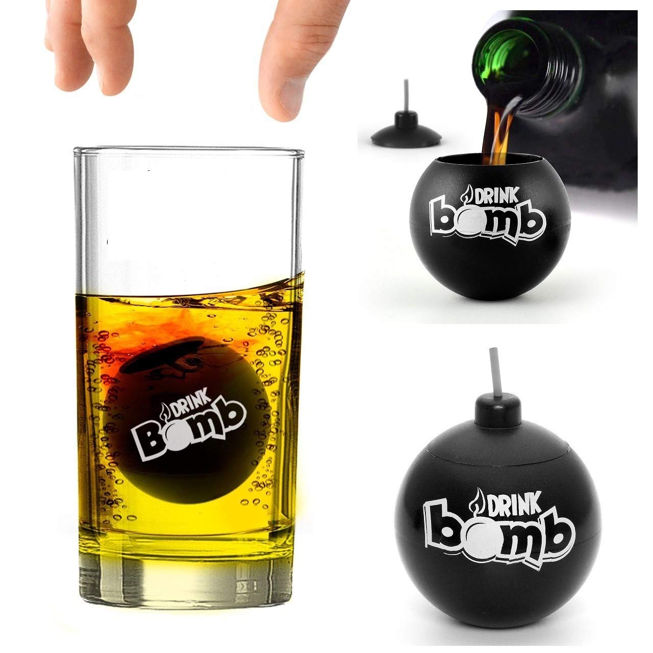 Bar Amigos Novelty Drink Bomb Shots and Cocktail Menu Recipe Ideas Cards, Black, Set of 4, 25 ml - Add to Shot Glasses Ideal for Jagermaister Red Bull