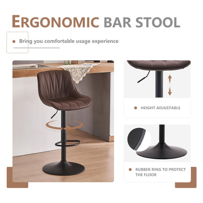 YOUNIKE Bar Stools Set of 2, Swivel Tall Barstools with Back, Adjustable Height Faux Leather Upholstered Modern Counter Height Bar Chairs