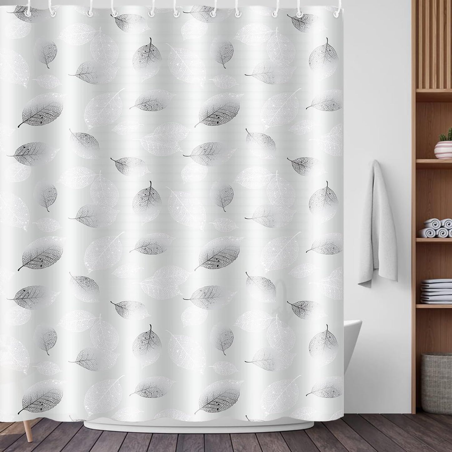 BANLMEYD Shower Curtain, Premium PEVA Mould Resistant Waterproof Shower Curtain with Rustproof Grommets and 12 Hooks for Wet Rooms, Shower