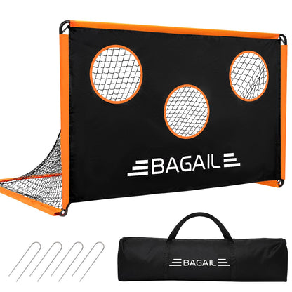 BAGAIL Soccer Goal with Target, 2-In-1 Designed, Football Goal, Portable Carry Bag, Easy to Set up, Ideal for Garden Shooting Training and