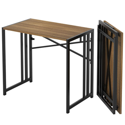 Lutown-Teen 90 cm Folding Small Desk No Assembly Required, Espresso
