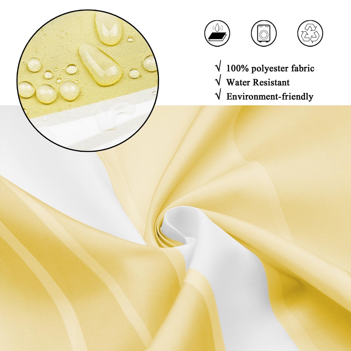 GCIREC Shower Curtain, 90x180cm, Modern Abstract Yellow White Ombre Striped Minimalist Art Waterproof Fabric Machine Washable Bathroom Curtain with
