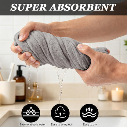 Lkw Ogechi Double Layer Microfiber Satin Hair Drying Towel Wrap 70x25cm with Button, Soft and Anti Frizz Hair Turban Towels