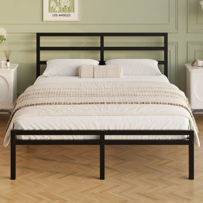 Lutown-Teen Metal Double Bed Frame with Headboard and Footboard