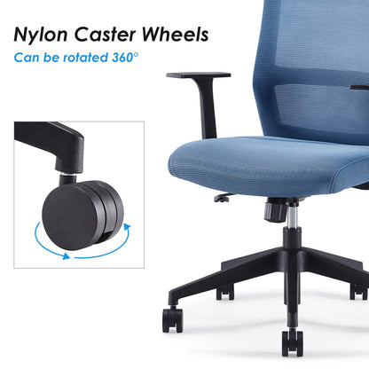 Sunon Ergonomic Office Chair - Mesh Mid-Back Desk Chair with Lumbar Support and Rollerblade Wheels