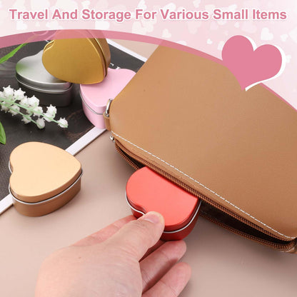 sourcing map 4Pack Metal Tin Box, 2.4x2.3x1.1 Heart Empty Tinplate Containers with Lids