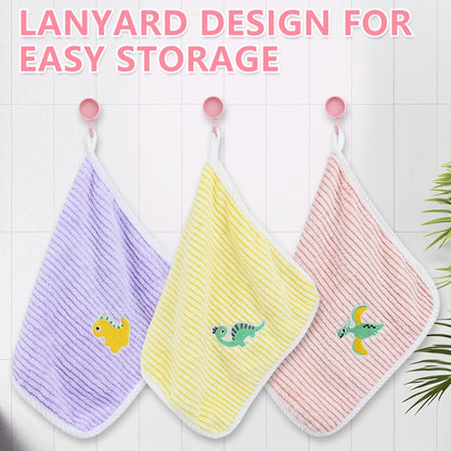 Fadcaer 4 Pcs Soft Kids Washcloth Towels with Embroidered, Multicolor Children's Facial Towel