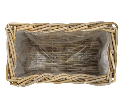 Dehner Plant Pot, Rattan, Grey/Brown, 40 x 23 x 20 cm