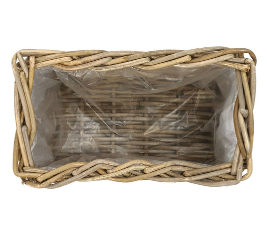 Dehner Plant Pot, Rattan, Grey/Brown, 40 x 23 x 20 cm