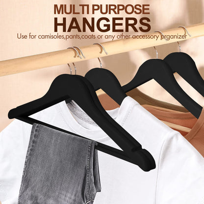 Coat Hangers,Set of 20 Natural Wood Wooden Coat Hangers with Round Trouser Bar and Shoulder Notches for Coat,Jacket,Suit,Dress,Trousers,Strong and