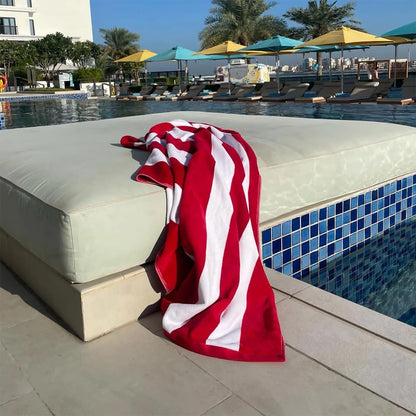 Christy Cabana Stripe Beach Towel | Extra Large | Sand Free | 100% Cotton | Luxury Super Soft Velour Front | Quick Dry Towelling Rear