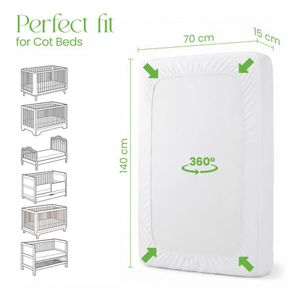 Cot Bed Mattress Protector 70x140cm Waterproof 100% Bamboo
