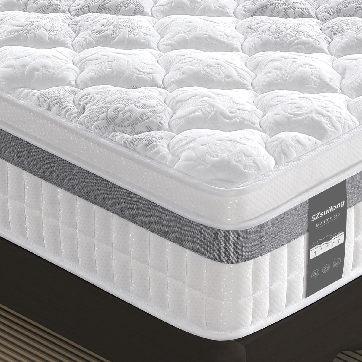 SZsuilong 4ft6 Double Mattress, 11 inch Hybrid Double Size Mattresses Pocket Sprung, 7-Zone Orthpaedic Mattress Medium Firm for Pressure Relief
