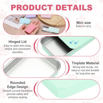 sourcing map 4 Pcs Metal Tin Box Container, 2.4x1.3x0.4 Slide Top Tin Containers Small Empty Rectangular Storage Box for Lip Balm Candies Jewelry