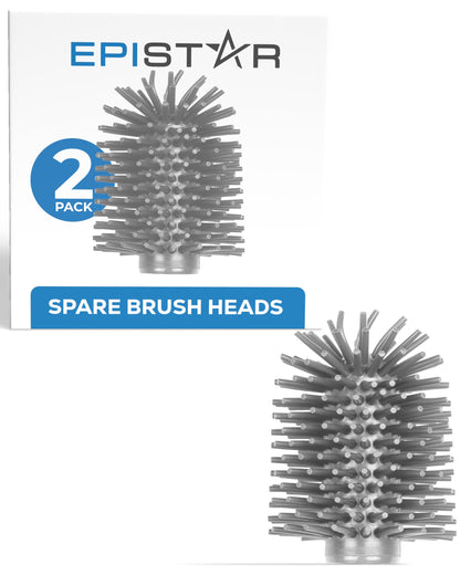Toilet Brush Replacement Heads - 2 Pack - Spare Silicone Brush Heads - Fits 1.1cm Handle - Replacement Toilet Brush Head - Black - White - Grey (Grey)