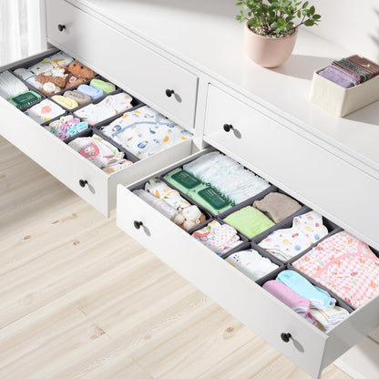 ORLISA 16 Pack Drawer Organiser Set for Hemnes Dressers, Fabric Drawer Dividers & Wardrobe Organisers for Clothes Storage, Underwear