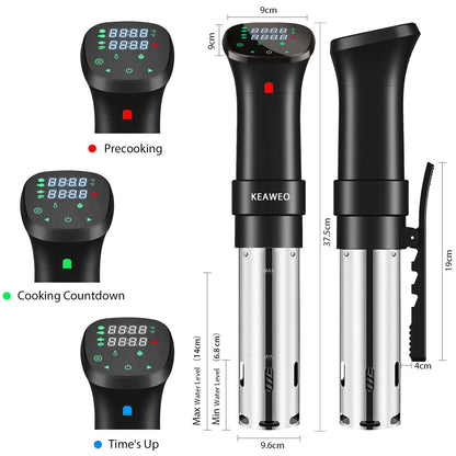 KEAWEO Sous Vide, Sous Vide Machine Thermal Immersion Circulator Water Baths, Low Temperature Slow Cooking, Accurate Temperature Timer Control, Fast