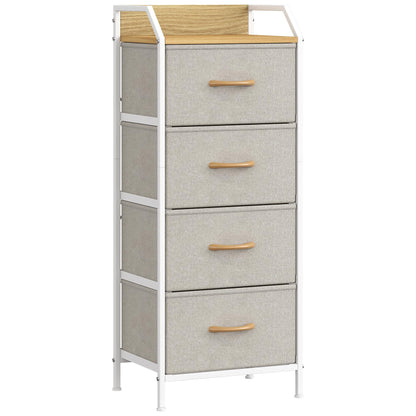 Feonase 4-Drawer Chest of Drawers with Metal Frame & Top Back Panel – Modern Fabric Storage Cabinet for Bedroom, Living Room, Small Spaces
