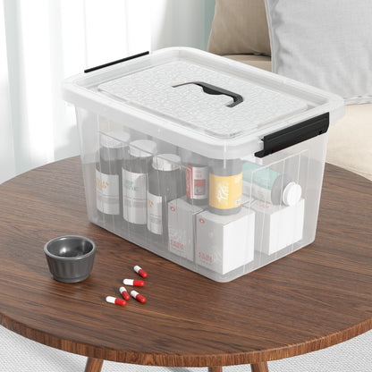 Melontray 10 L Clear Plastic Storage Box with Lid, 4 Pack Latch Storage Boxes