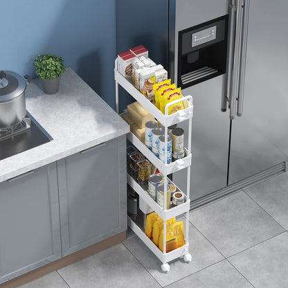 SOLEJAZZ Storage Trolley Cart Slim Rolling Cart Mobile Storage Shelving