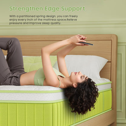 Double Mattress 4ft 6 25cm Memory Foam & Pocketed Spring Hybrid Mattress Medium Firm 7-Zone 9-Layer Breathable Double Bed Mattress with 450lbs Weight