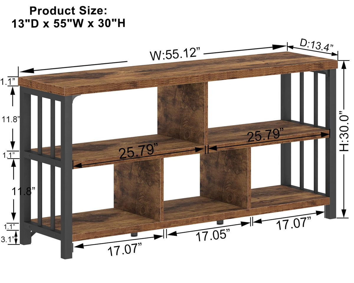 IBF 5 Cube Storage Organizer Bookshelf Low Bookcase 140cm Rustic Brown