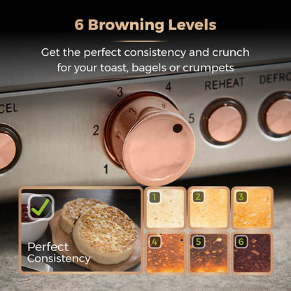 Tower T20051RGG Cavaletto 4-Slice Toaster with Defrost/Reheat, Stainless Steel, 1800W, Grey and Rose Gold