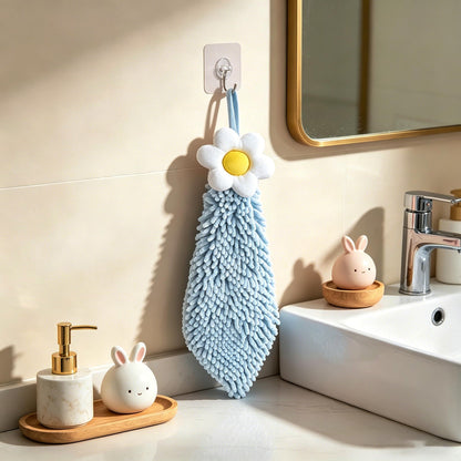 Microfibre Hand Towels,Soft Plush Small Hand Towel Quick-Drying Super Absorbent Chenille Hand Towels with Hanging Loop for Kitchen and