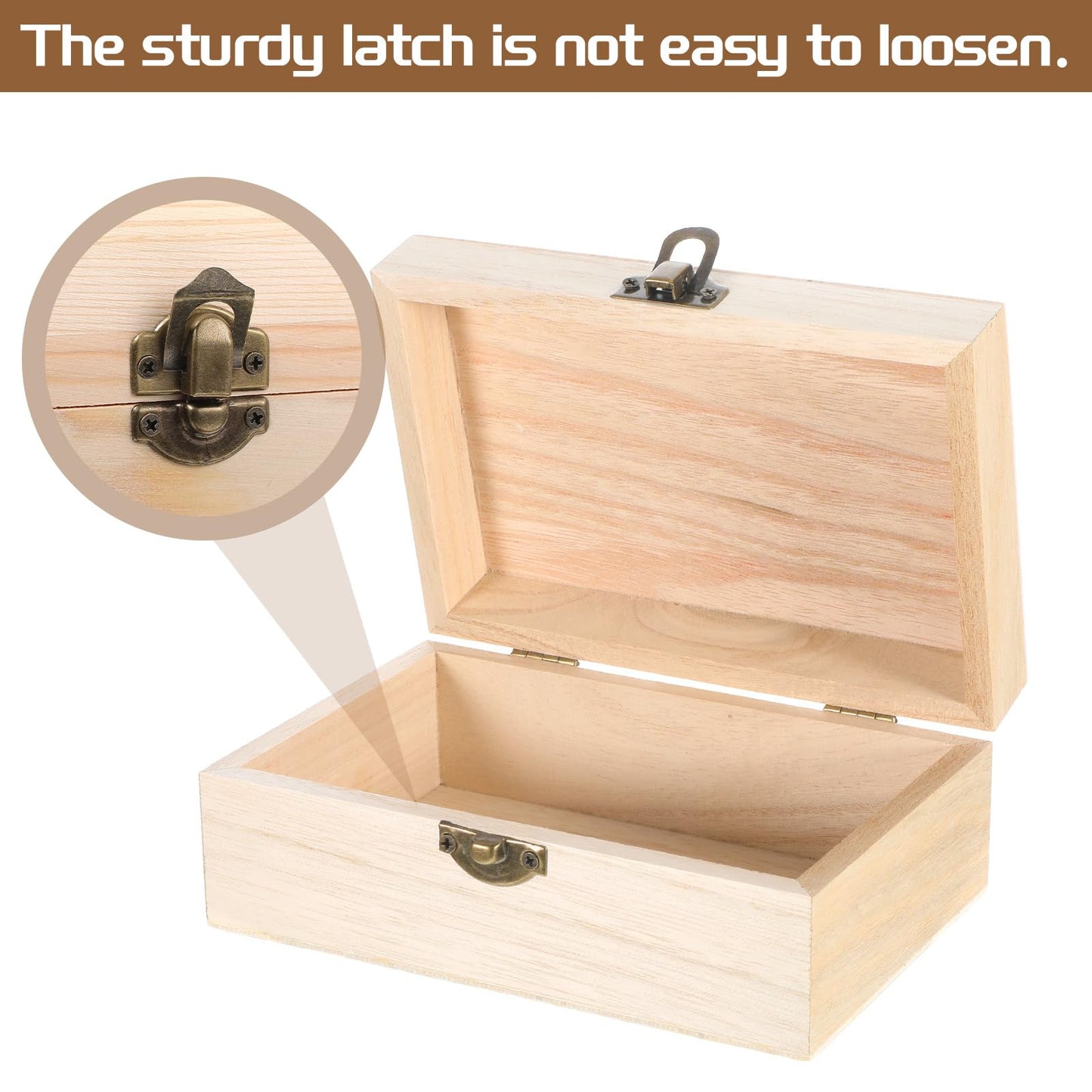 Unpainted Wooden Box with Hinged Lid, 5.9"X3.93"X2.4" Small Decorative Box