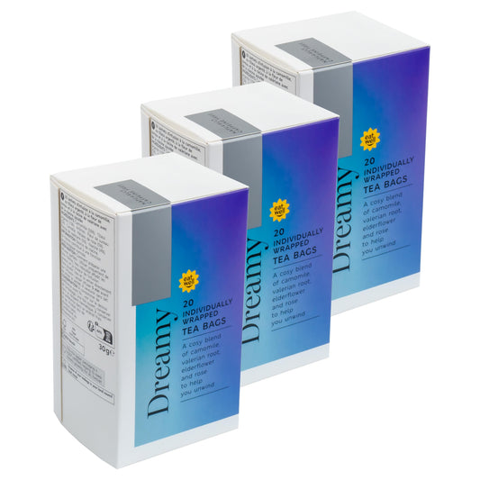 60 x Dreamy Camomile, Silver Lime, Elderflower & Valerian Root Herbal Infusion Teabags, 60 Bags (3 x 20pk), Vegan