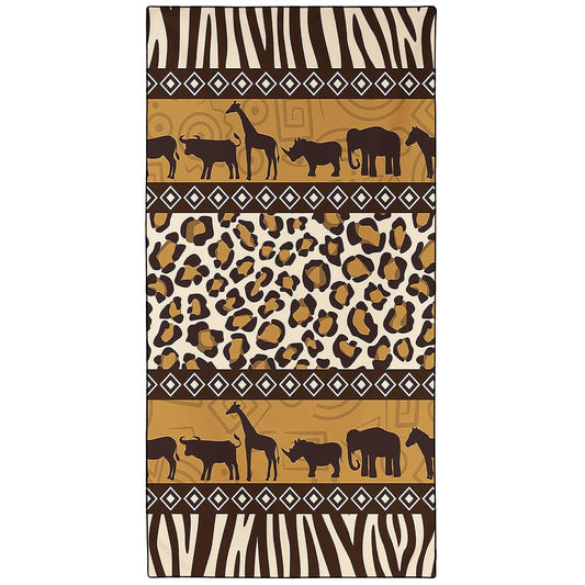 YISUMEI Vintage African Animals Print Beach Towels for Adults Extra Large 180x90cm, Microfibre Quick Dry Towel for Travel Swimming Camping Sports