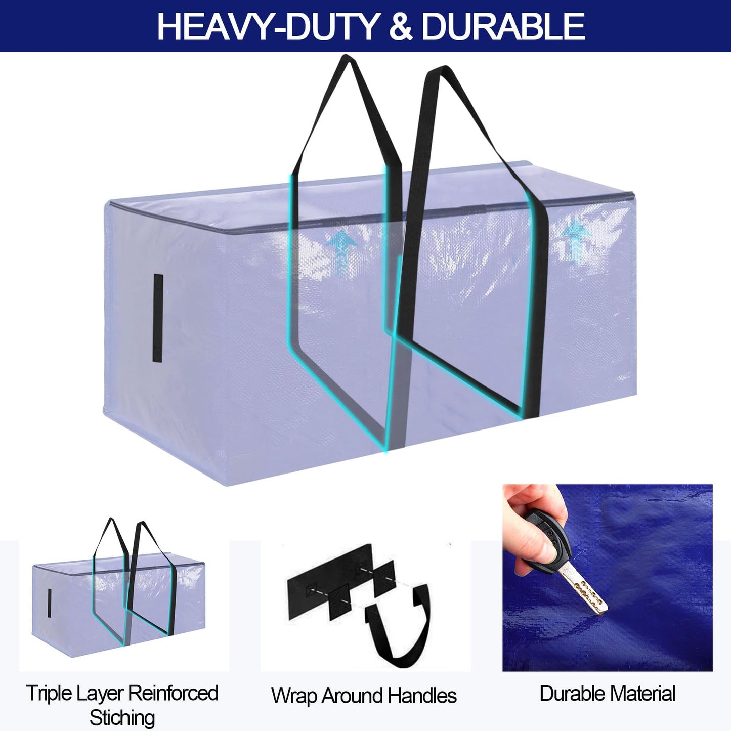 Zandrix 95L Waterproof Storage Bags Moving Boxes Bags with Lids - 4 Pack