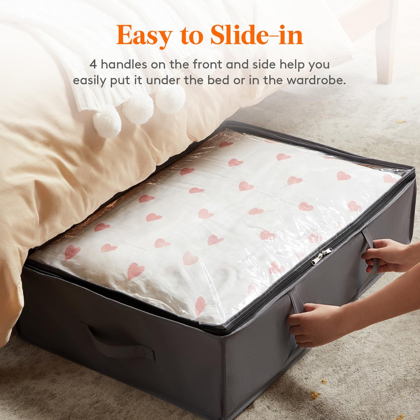 Lifewit 2 Pack 40L Under Bed Storage, Underbed Storage Boxes with lid Clothes Storage Bag Wardrobe Storage Organiser with Reinforced Handle