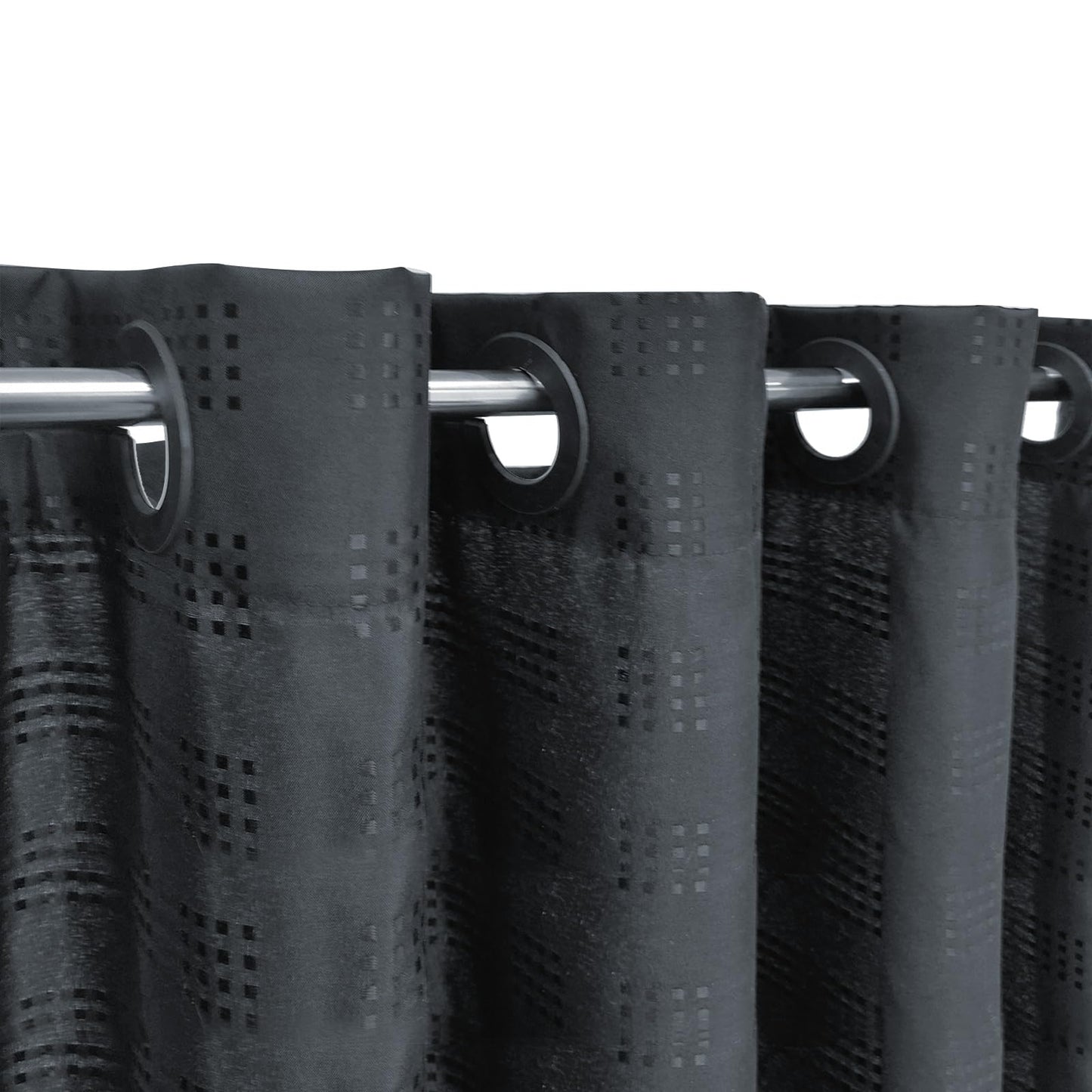 YISURE Extra Long No Hook Shower Curtain 220cm Drop, Black Textured Shower Curtain180x220cm, No Hooks 71"x87"