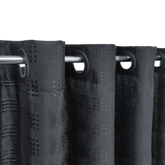 YISURE Black No Hook Extra Long Textured Shower Curtain 180x200cm