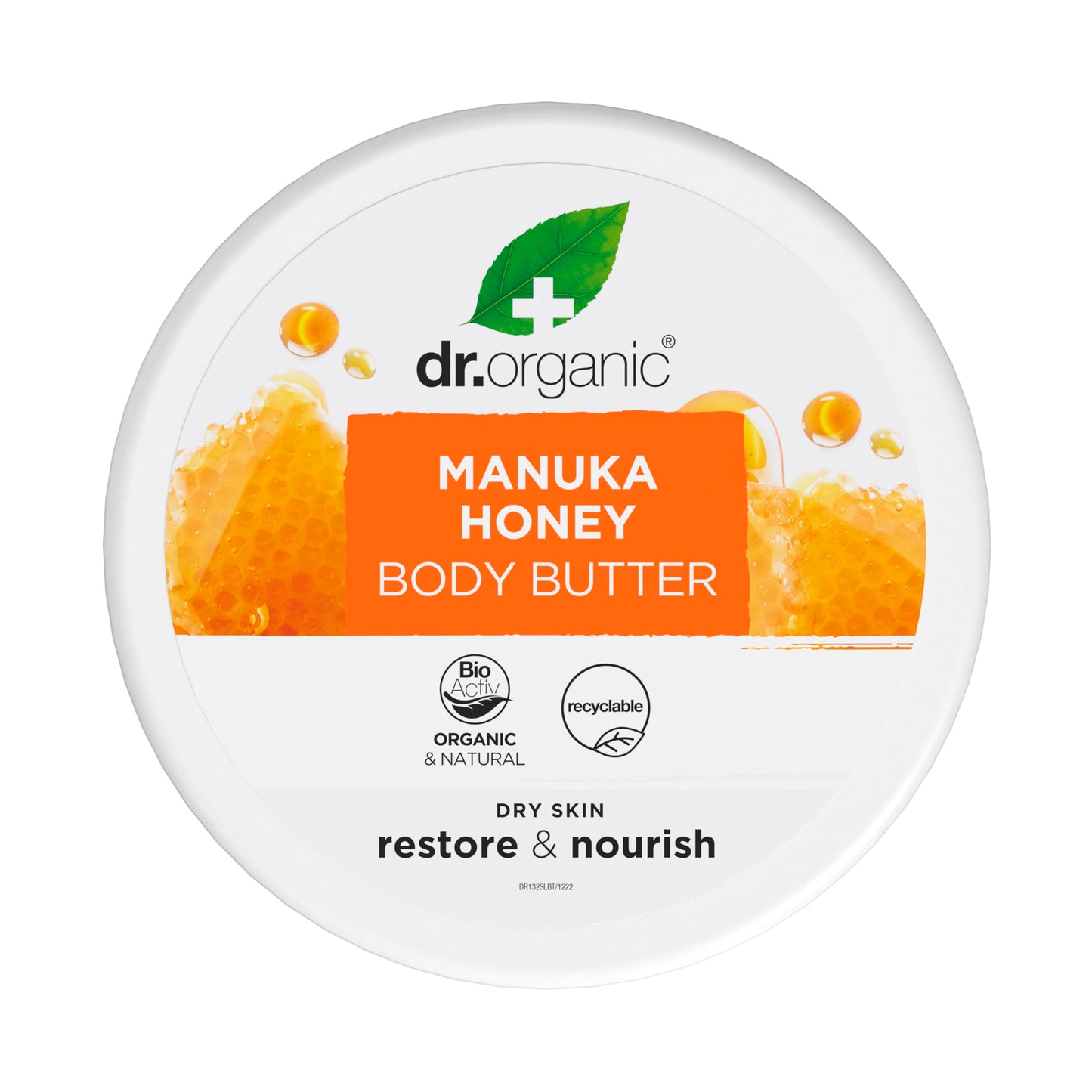 Dr Organic Manuka Honey Body Butter, Moisturising, Dry Skin, Mens, Womens, Natural, Vegetarian, Cruelty-Free, Paraben & SLS-Free, Organic, 200ml