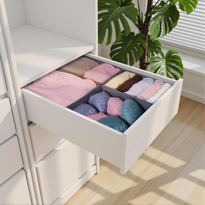 ORLISA Drawer Organiser for Clothes, Compatible Fit, Sturdy Base, Foldable, Storage Box, Cupboard Organiser for Baby Clothes, Pack of 4