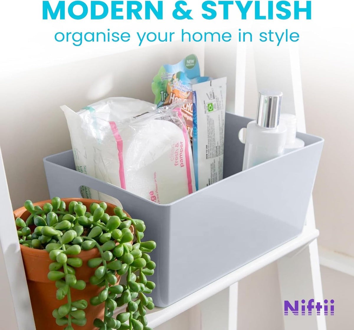 Niftii Storage Boxes | Kitchen Storage & Organisation Baskets 5-Pack 3.9L