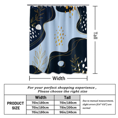 LanZanthic Navy Blue and Gold Shower Curtains for Bathroom Dark Blue Modern Boho Wet Room Shower Curtain with hooks, Mould Proof Resistant