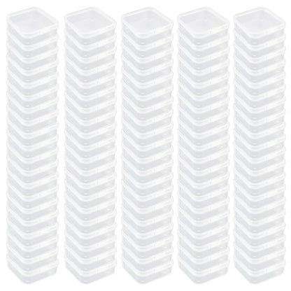 Goodma 100 Pieces Square Empty Mini Clear Plastic Organizer Storage Box Containers with Hinged Lids for Small Items and Other Craft Projects (75 x 75