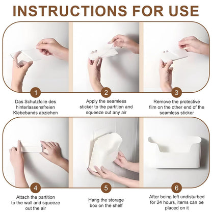 YSHODGU 2 Pcs Wall Mounted Storage Boxes, Kitchen Cabinet Door Storage Boxes, Self-Adhesive Without Drilling, With Hooks