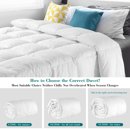 Threads For Bed 13.5 tog Double Size Duvet Cotton Cover, Feather and Down Super Warm Duvet with Double Stitch with Piping and Box Quilting, Machine