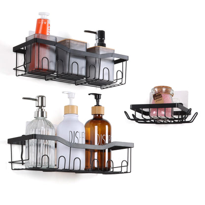 FEILANDUO Shower Caddy, Bathroom Shelf Organiser No Drilling, Self Adhesive Shower Storage Rack, Rust-Free Wall Mounted Shower Shelf for Bathroom