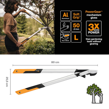 Fiskars PowerGear X Loppers Bypass L LX98, Fresh Wood Cutter with Sharp Blades, size L, Non-stick coating, Cutting diameter: 5 cm, Hardened steel,