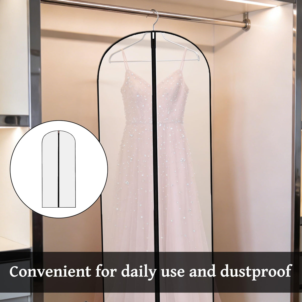 6PCS Long Dress Bags Covers,Dress Bags Covers Long,Garment Bags Translucent Waterproof & Dustproof Storage Covers for Suits