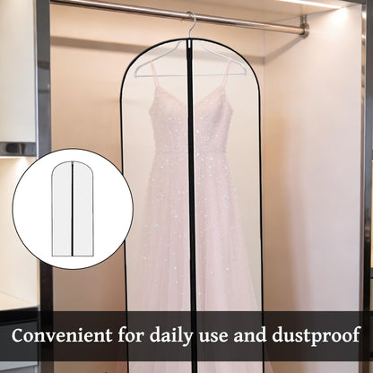 6PCS Long Dress Bags Covers,Dress Bags Covers Long,Garment Bags Translucent Waterproof & Dustproof Storage Covers for Suits