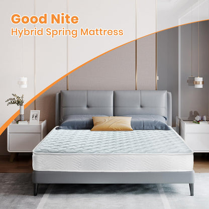 Good Nite Mattress Double Hybrid Spring and Memory Foam Mattress with Knit Fabric Sprung Double Bed Mattress for More Supportive Firm Feel H6 4FT6