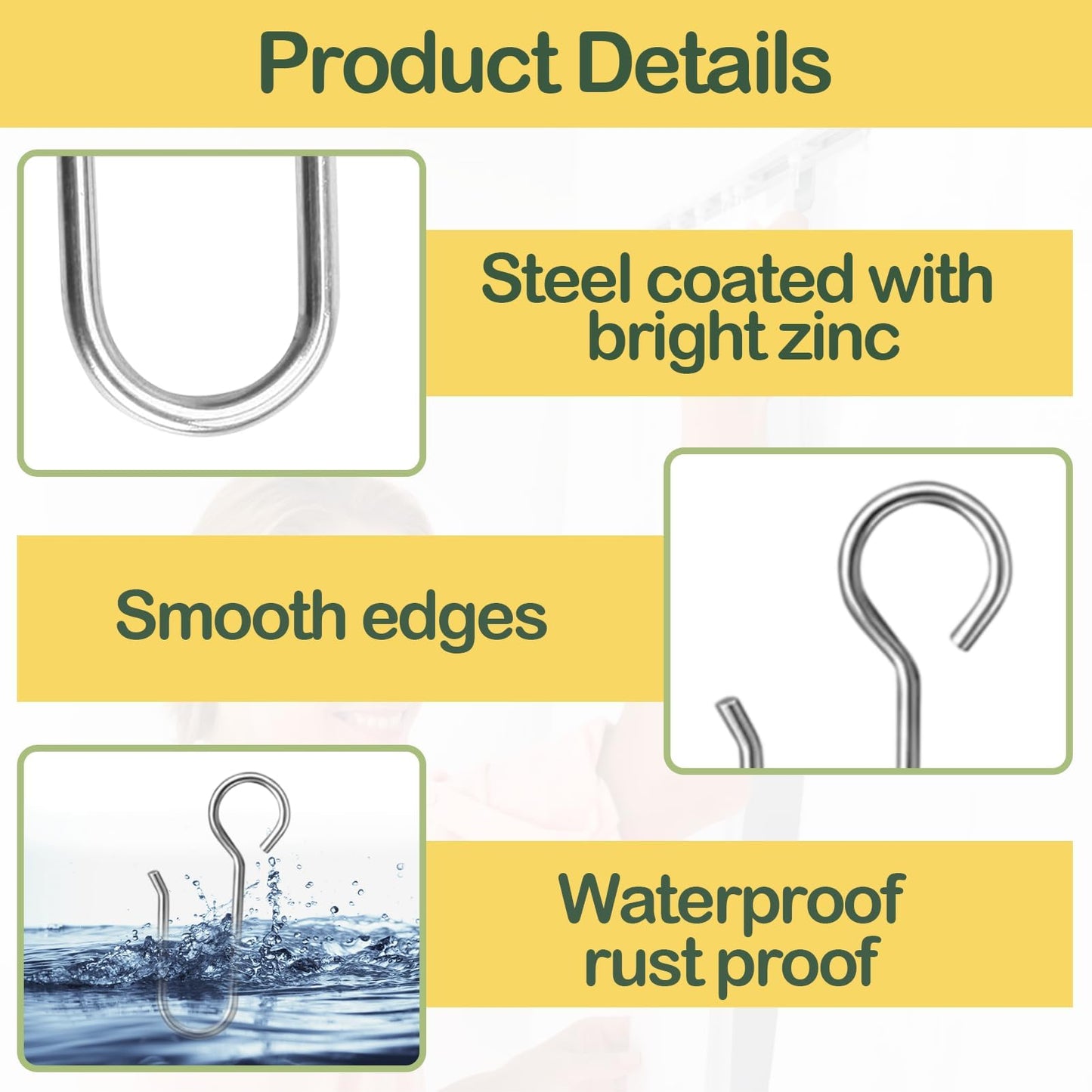 20PCS Shower Rail Hooks Silver Shower Curtain Hooks S Shaped Showers Hook for Curtains Rust Proof Stainless Steel Showers Curtain Rings for Bathroom