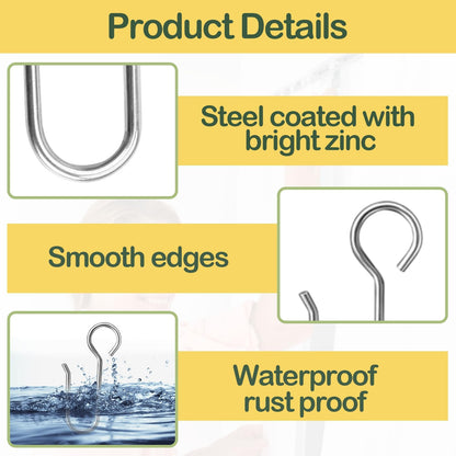 20PCS Shower Rail Hooks Silver Shower Curtain Hooks S Shaped Showers Hook for Curtains Rust Proof Stainless Steel Showers Curtain Rings for Bathroom